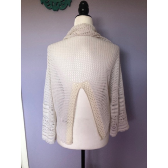 Free people open knit crochet white cardigan shrug - Picture 4 of 6